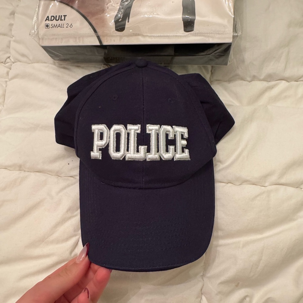 Police Dark Blue Cap with White Embroidery